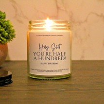 Holy Sh*t You&#39;re Half @ Hundred Candle |50th Birthday Gift | Funny Birthday - £18.77 GBP