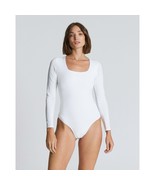 Everlane Womens The Long-Sleeve Supima Square-Neck Bodysuit Bikini White... - £15.07 GBP