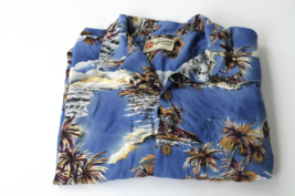 Hilo Hattie Hawaiian Shirt Island Floral Aloha Camp Resort Blue Rayon Size XL - £14.37 GBP