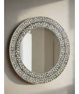 Bone inlay Round wall Mirror Frame - $8,406.88 MXN