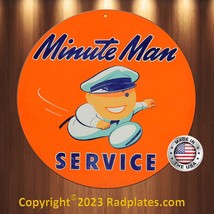 Minute Man Service Retro Vintage Replica Aluminum Metal Sign 12&quot; Round New - £17.00 GBP