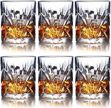 Old Fashioned Glasses Whiskey Vintage Crystal Bourbon Tumblers Barware Set 6 New - £31.37 GBP