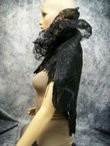 Black Shawl w/ Lace &amp; Fringe Cape Halloween Witch Gothic Vampire Mistres... - $252.42 MXN