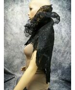 Black Shawl w/ Lace &amp; Fringe Cape Halloween Witch Gothic Vampire Mistres... - $252.42 MXN