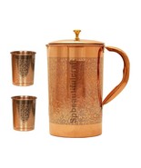 Pure Copper Water Pitcher Jug Beautiful Embossed Water Drinking Health B... - £24.43 GBP+