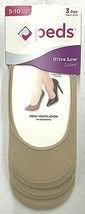 Peds Women&#39;s Ultra Low Liner 3 Pair Nude Shoe Size 5-10 Gel Tab Mesh Ventilation - £8.57 GBP