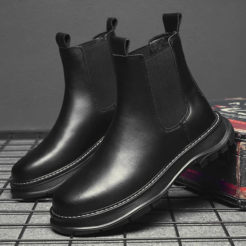 mens party nightclub motorcycle boots  leather shoes boy chelsea boot handsome p - £96.09 GBP