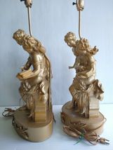 Pair Art Nouveau Figural Lamp Lamps  24.5"H Francaise France Paris Spelter image 5