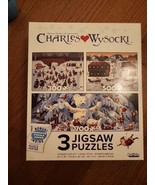 Charles Wysocki 3 Jigsaw Puzzles Set 300/500/700 Pc Christmas/Holiday NIB - £15.89 GBP