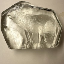 VINTAGE Etched ART GLASS Polar Bear Paperweight SWEDEN - $24.99