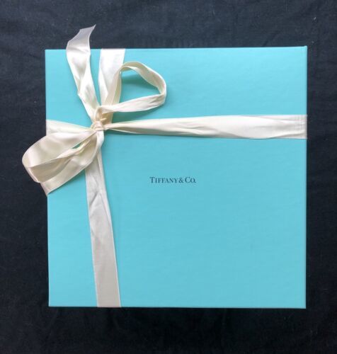 Tiffany box with ribbon 10.25 in. square empty blue - $22.76