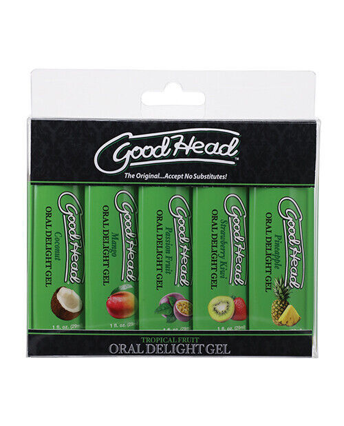 GOODHEAD SLICK HEAD GLIDE ORAL GEL EDIBLE LUBE 5 PACK FLAVORED TROPICAL ... - $16.65