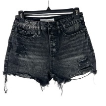 YMI Juniors SZ 5/27 Dream Jean Shorts Button-Fly Distressed Mid-Rise Black Wash - £14.85 GBP