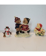 Set of 3 Resin Cute Santa Bears Carrying Christmas. - $20.59