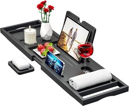 Premium Bathtub Tray Caddy - Expandable Bath Caddy Tray - Adjustable, Black - $40.97