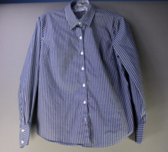 Liz Claiborne Blue Stripe Button Up Womens Shirt SZ M    636 - £5.97 GBP