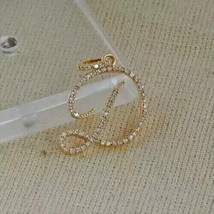 2Ct Round Real Moissanite Initial D Letter Pendant 14K Yellow Gold Plated Silver - $345.94