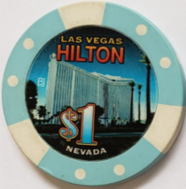 Las Vegas HILTON Hotel Las Vegas White Dots, $1 Vintage Casino Chip - £7.82 GBP