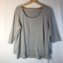 Pure Jill Size L Grey Elliptical Layered Top Shirt Knit Cotton Blend - £15.52 GBP