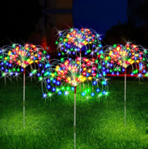 4pcs Solar Fireworks Starburst Fairy Lights Stake Outdoor Garden Path Lawn Lamps - £37.18 GBP
