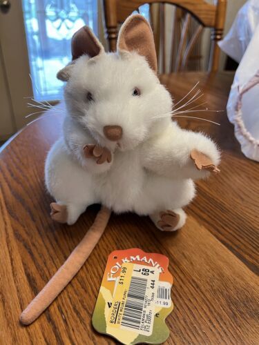 Folkmanis White Mouse Rat Hand Puppet Plush Folktails Realistic Long Tail 7” tag - £14.27 GBP