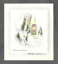 VINTAGE 1940s WWII ERA Christmas Greeting Card Art Deco SNOW Front Door ... - $14.84