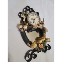 Vintage Bird &amp; Floral Wall Clock with Mirror – Ornate Home Decor-Read - £37.60 GBP