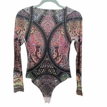 Fashion Nova Kaleidoscope Paisley Print Long Sleeve Mesh Body Suit Small - £14.71 GBP