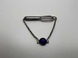 Vintage Sterling Silver Swank Blue Accent Tie Clip  BB15 - £30.58 GBP