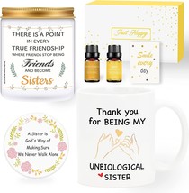 Friends &quot;Unbiological Sister&quot; Gift Set Mug Essential Oils Coaster Candle NEW - £32.62 GBP