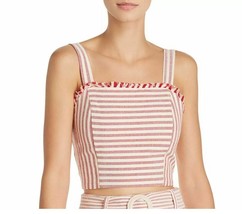 Aqua Womens XS White Red Striped Sleeveless Square Neck Cropped Top NWT ... - £19.25 GBP