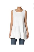 Sleeveless Tiered Ruffle Soft Rayon Tunic Baby Doll Long Flowing Tank To... - €12,62 EUR