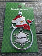 Christmas Snowman  Personalized &quot;Samantha&quot; Collectable Silver Ornament G... - £20.15 GBP