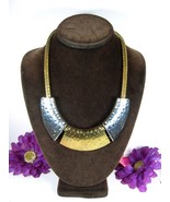 Vintage NECKLACE &amp; TRIPLE Front Plates Silvertone Goldtone Metal Mesh Ch... - $19.79