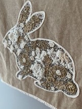 Easter Bunny Table Runner Embroidery Beads Pearls Fringe 16x72&quot; Farmhouse - £14.75 GBP