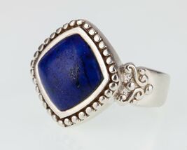 Beautiful Sterling Silver Lapis Wide Band Ring Sz 8 - $71.56