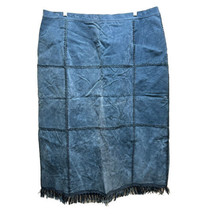 Suede Leather Maxi Skirt Womens 3X Youkum Blue Fringe Boho Western Cowgirl NWT - £94.40 GBP