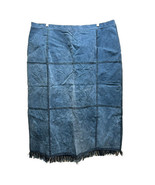 Suede Leather Maxi Skirt Womens 3X Youkum Blue Fringe Boho Western Cowgi... - £92.57 GBP