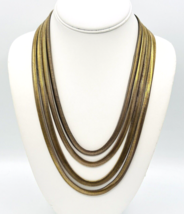 Vintage Layered Antique Gold Tone Flat Snake Chain Necklace - £27.06 GBP