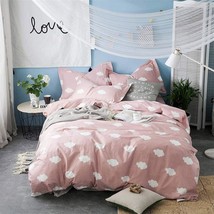 Cloud Queen Duvet Cover Queen Pink Washed Microfiber For Girls Women,Stylish Pre - £71.17 GBP