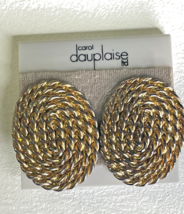 Signed Carol Dauplaise Large Oval Coil Goldtone/Brass Clip-On Earrings - $15.04