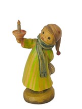 Anri Ferrandiz Italy Hand Carved Figurine wood Vtg Signed RARE Candle pa... - $64.35
