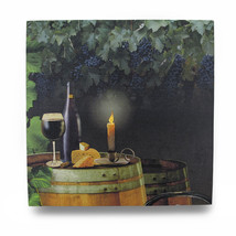Zeckos Wine By Candle Light Lighted LED Canvas Wall Hanging - £14.56 GBP