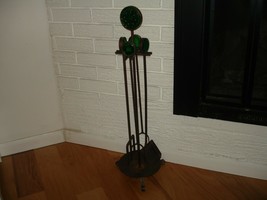 Hand-Made Fireplace Tools Set. Green Glass, 80&#39;s, Used, VG+ Condition - £312.03 GBP