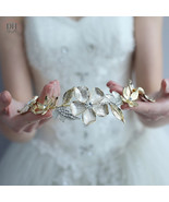 Boho Flower Bridal Hair Vine, Golden Flower Wedding Headband, Wedding Ha... - $702.30 MXN