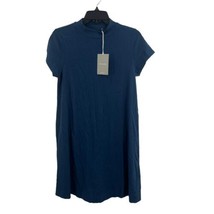 Everlane The Weekend Mini Swing Dress in Blue Medium Cap Sleeve Mock Neck A-Line - £35.37 GBP