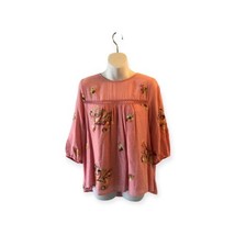 Figueroa &amp; Flower Blouse PXL Embroidered Rayon Poly Linen Blend - $16.70