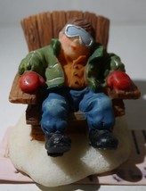 Snow Break time Boy in a wooden Chair Fun Time O&#39;well Owell Xmas Figurine 2005 - £13.38 GBP