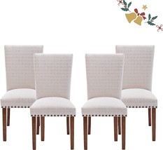With Fabric Dining Room And Kitchen Side Chairs, Nailhead Trim, And Wood Legs, - £259.45 GBP
