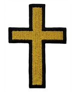 Christian Cross Fully 100% Embroidered Iron or Sew On Patch 3&quot; x 2&quot; Jesu... - £4.06 GBP